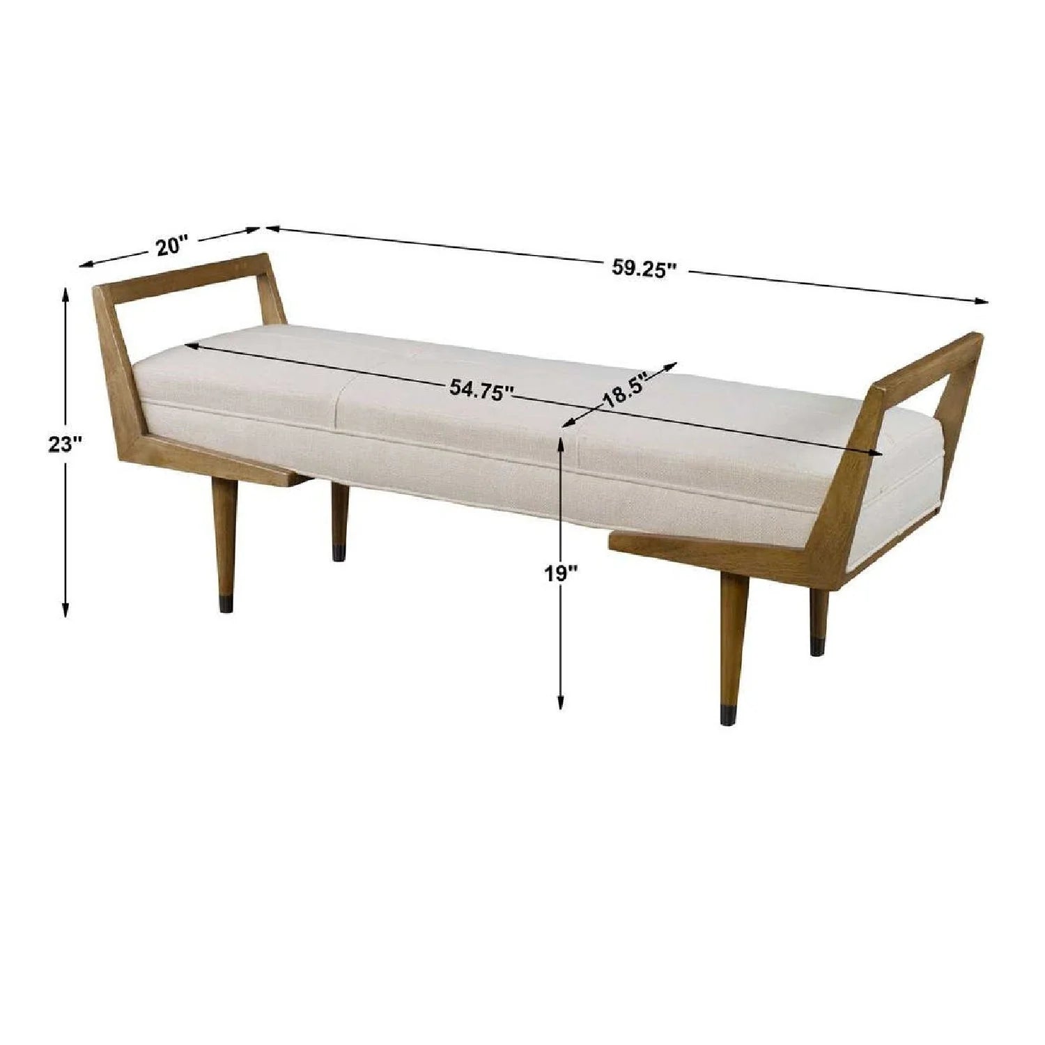 Luxury Tufted Beige Fabric Bench European Style for Villa