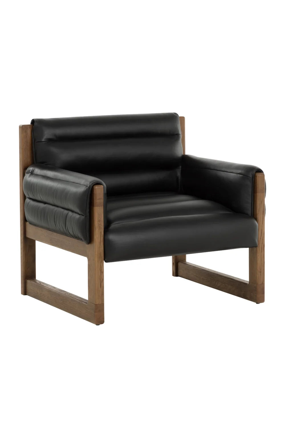 Luxury Tufted Black Leather Lounge Chair Modern Italian Style for Villa