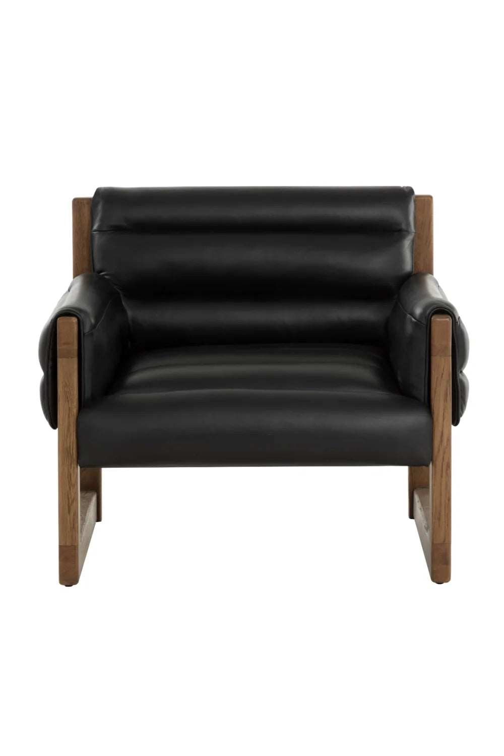 Luxury Tufted Black Leather Lounge Chair Modern Italian Style for Villa