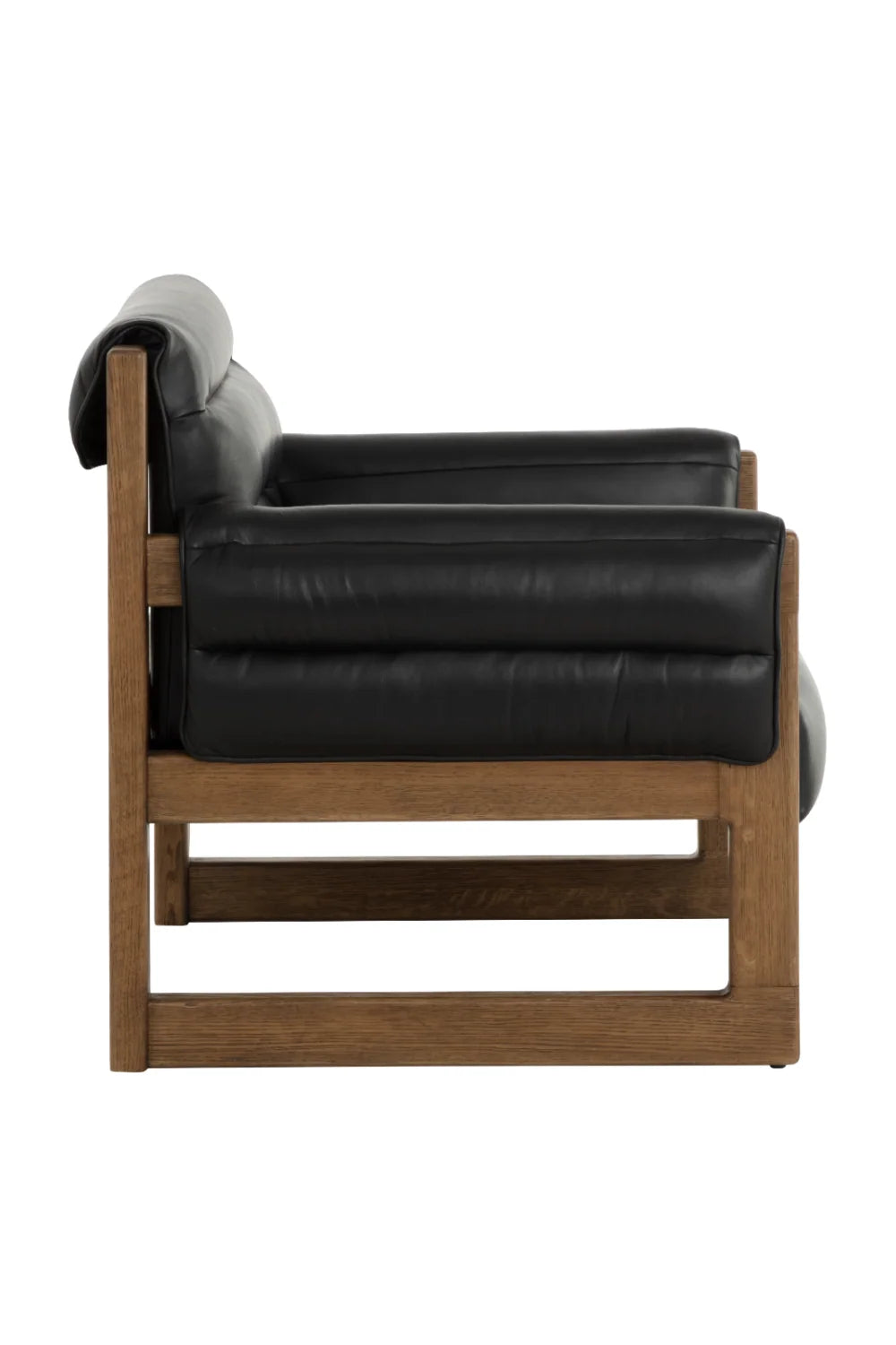 Luxury Tufted Black Leather Lounge Chair Modern Italian Style for Villa