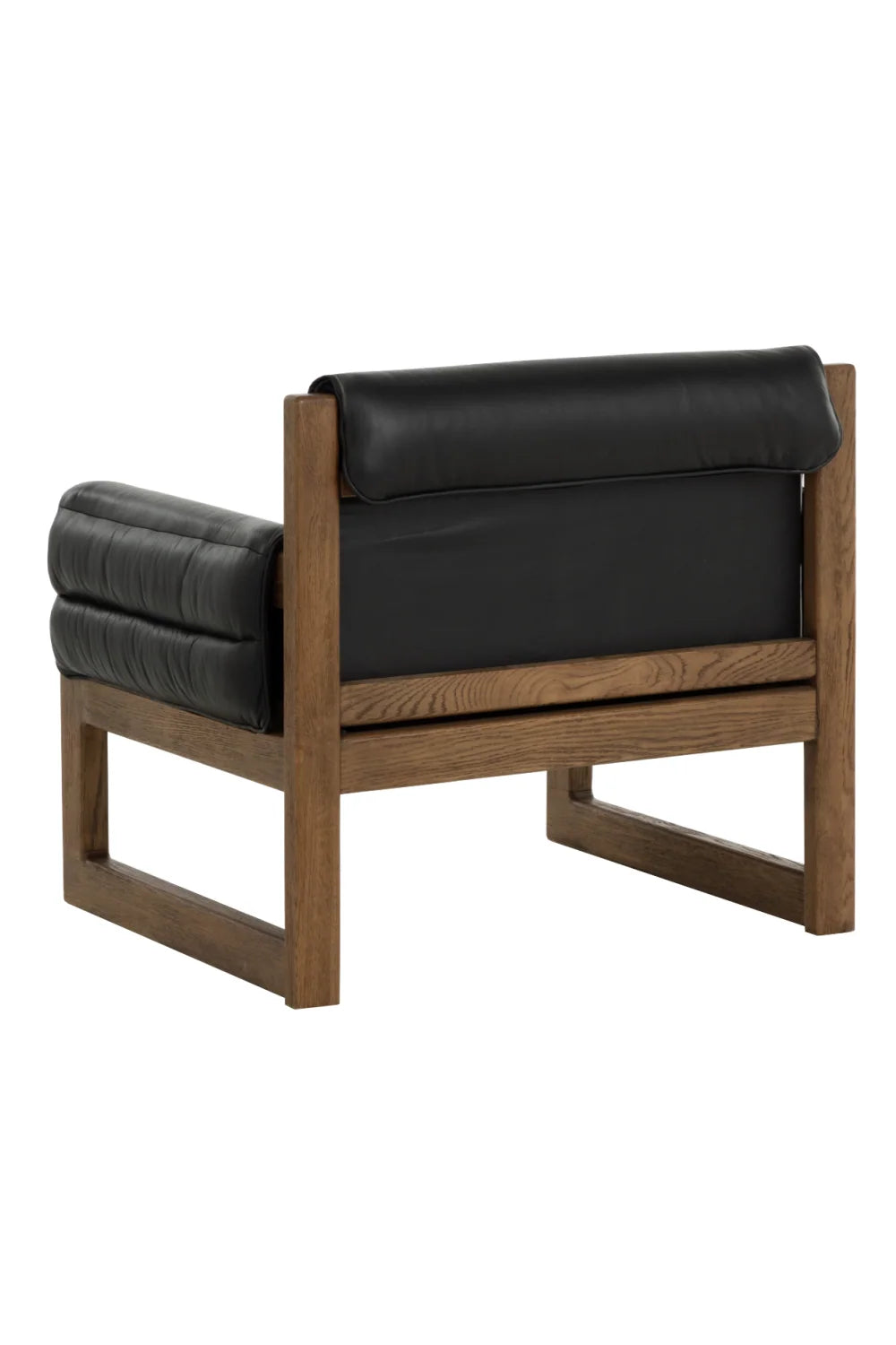 Luxury Tufted Black Leather Lounge Chair Modern Italian Style for Villa