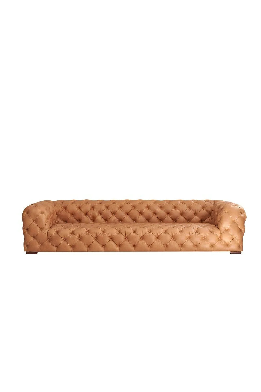 Luxury Tufted Brown Leather Sofa Modern Italian Style for Villa