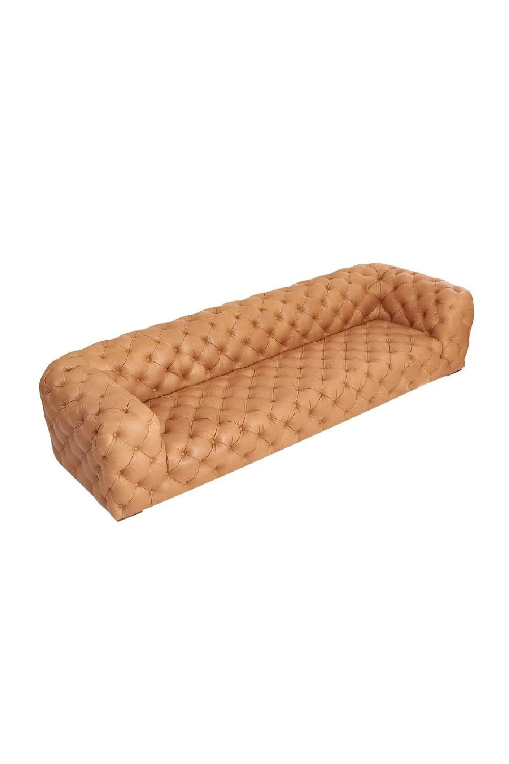 Luxury Tufted Brown Leather Sofa Modern Italian Style for Villa