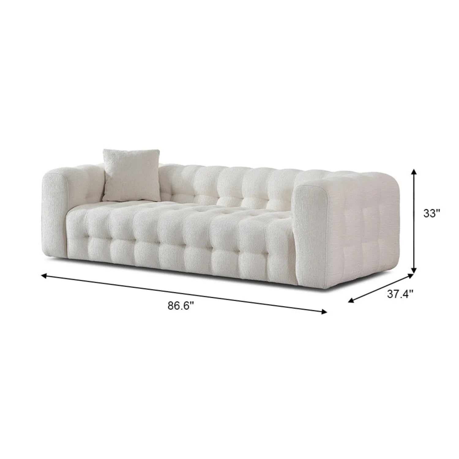 Luxury Tufted Cream Boucle Chesterfield Sofa Modern Italian Style for Villa