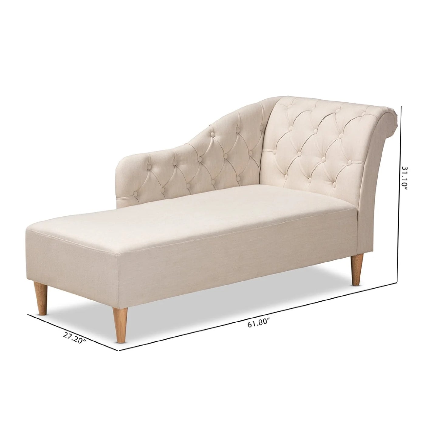 Luxury Tufted Fabric Chaise Lounge Modern Italian Style for Villa