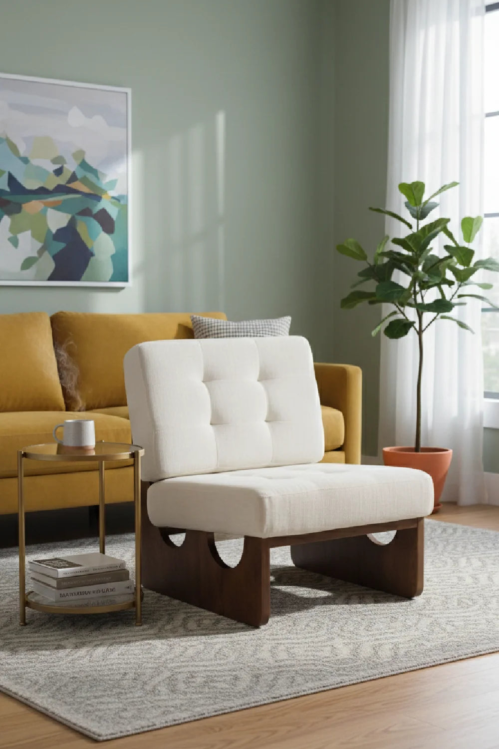 Luxury Tufted Fabric Lounge Chair Modern Italian Style for Villa