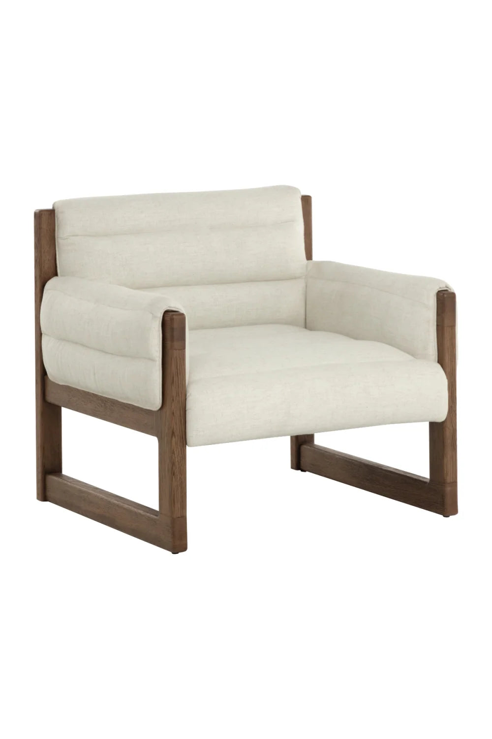 Luxury Tufted White Linen Lounge Chair Modern Italian Style for Villa