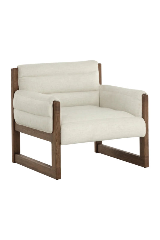 Luxury Tufted White Linen Lounge Chair Modern Italian Style for Villa