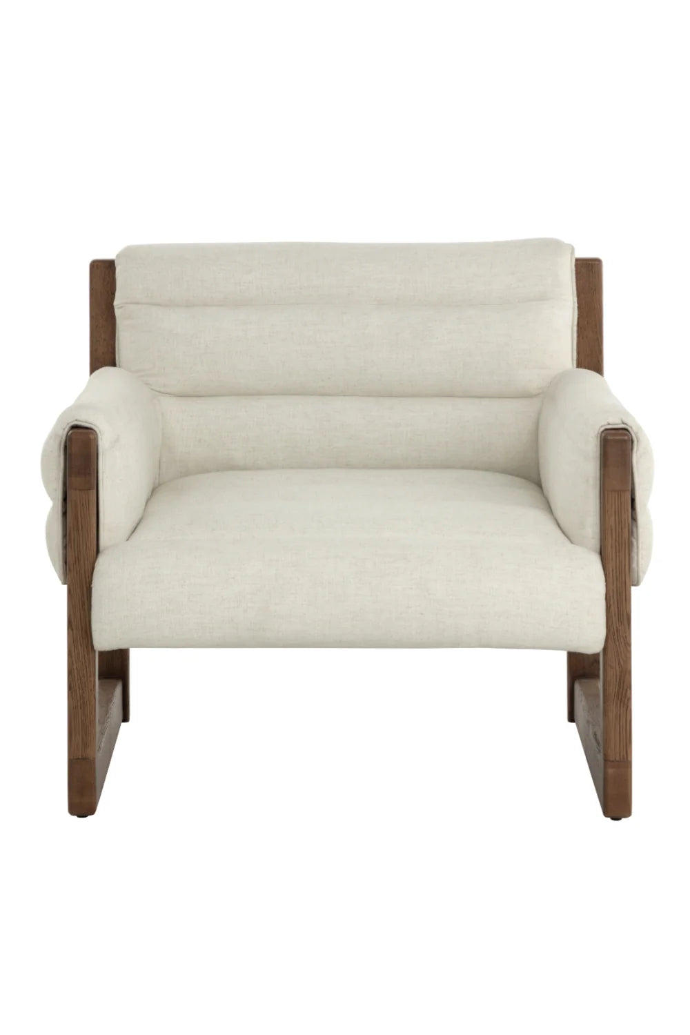 Luxury Tufted White Linen Lounge Chair Modern Italian Style for Villa