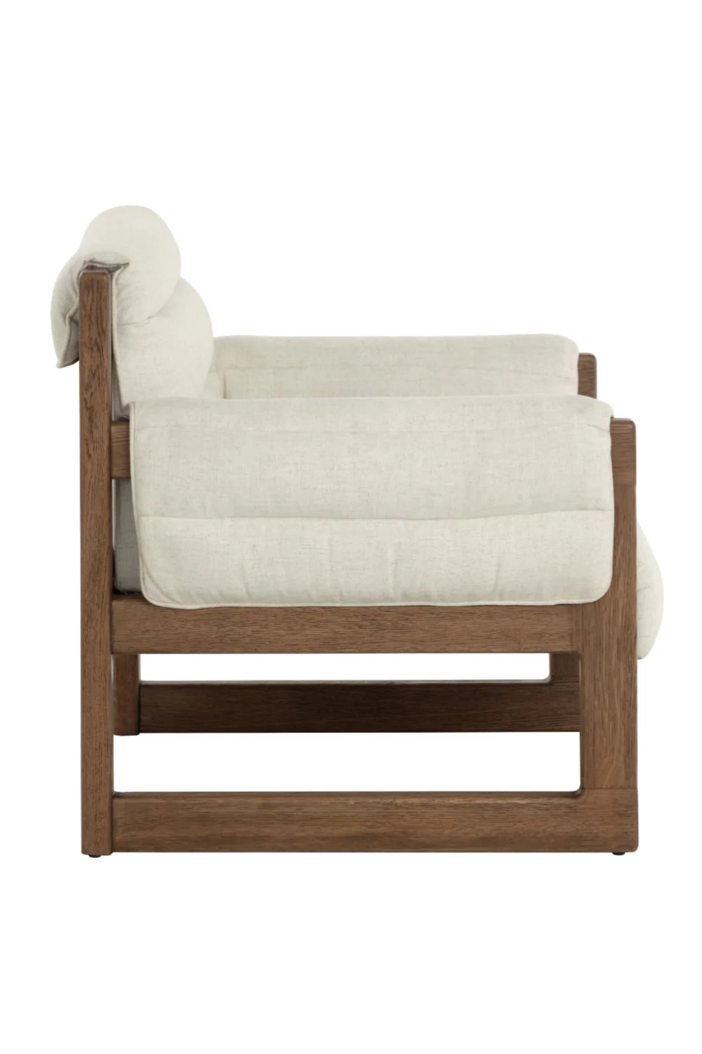 Luxury Tufted White Linen Lounge Chair Modern Italian Style for Villa