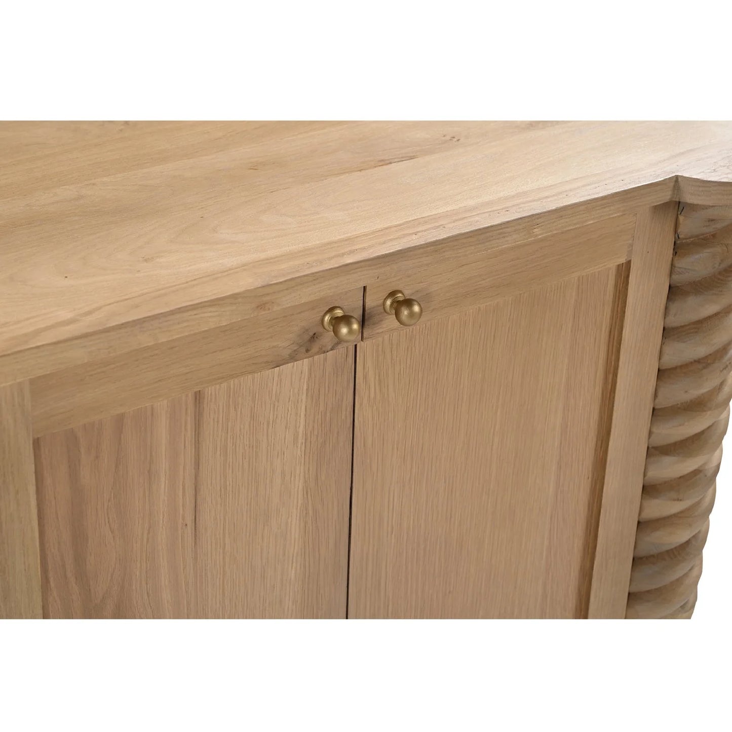Luxury Turned Oak 4-Door Sideboard European Style for Villa