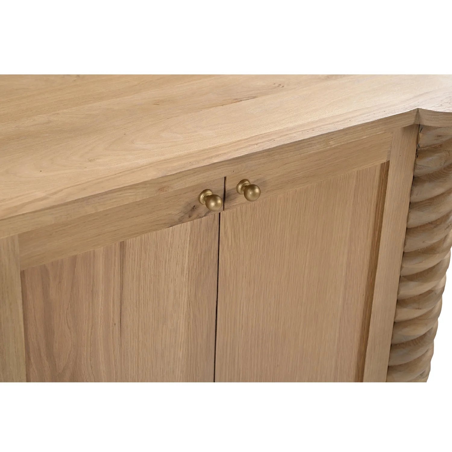 Luxury Turned Oak 4-Door Sideboard European Style for Villa