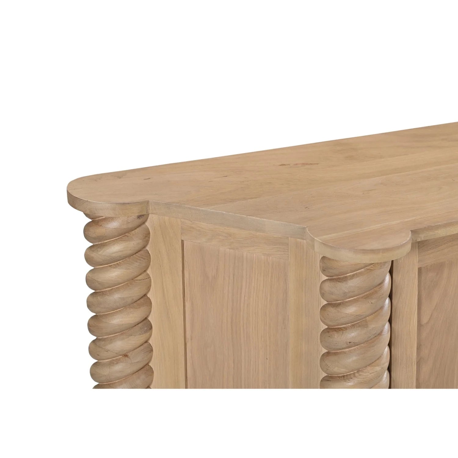 Luxury Turned Oak 4-Door Sideboard European Style for Villa