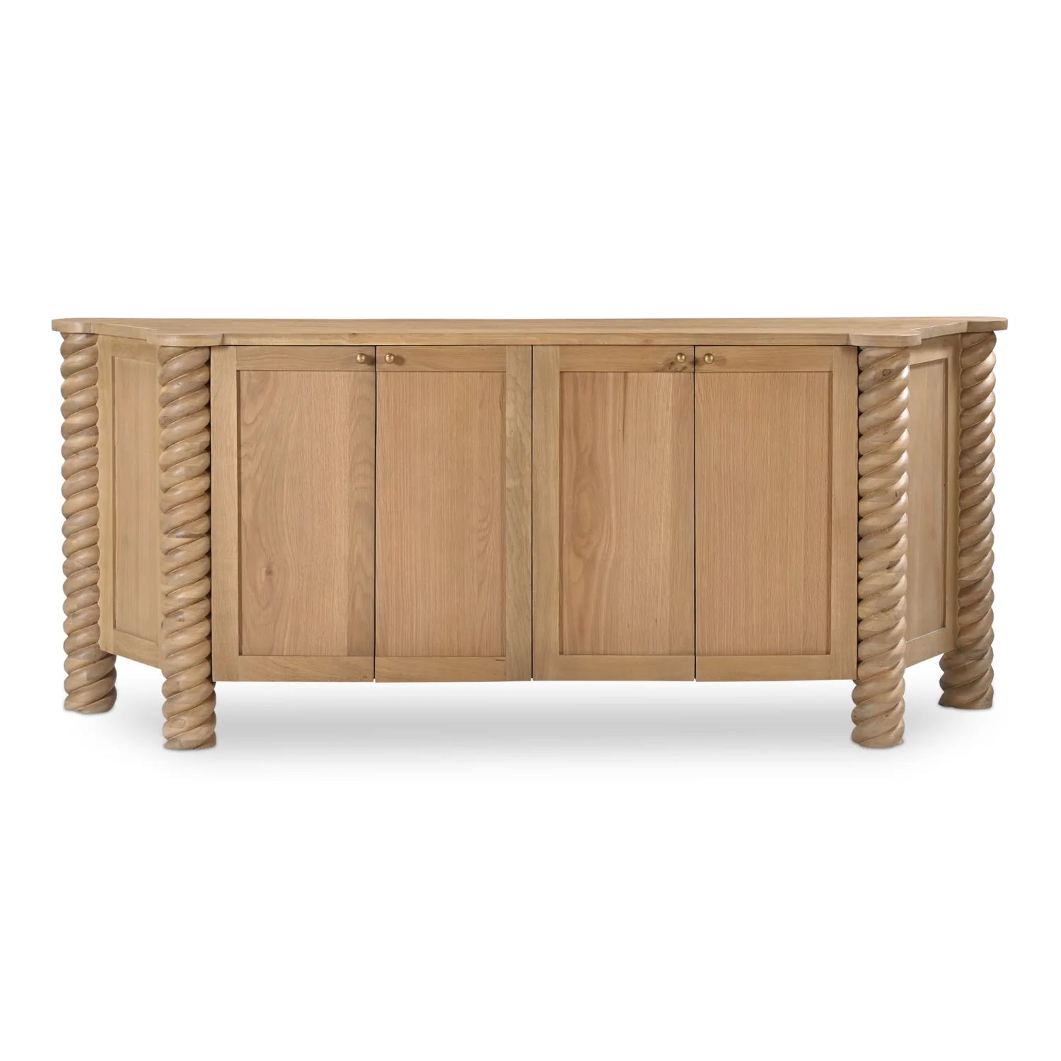 Luxury Turned Oak 4-Door Sideboard European Style for Villa