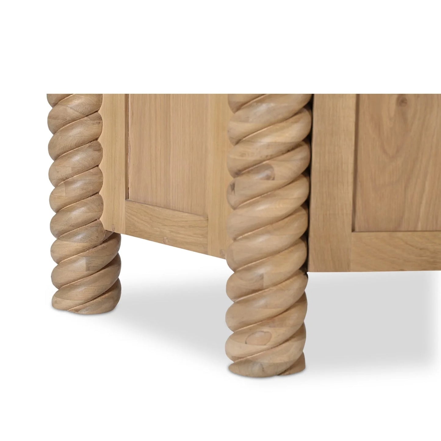Luxury Turned Oak 4-Door Sideboard European Style for Villa