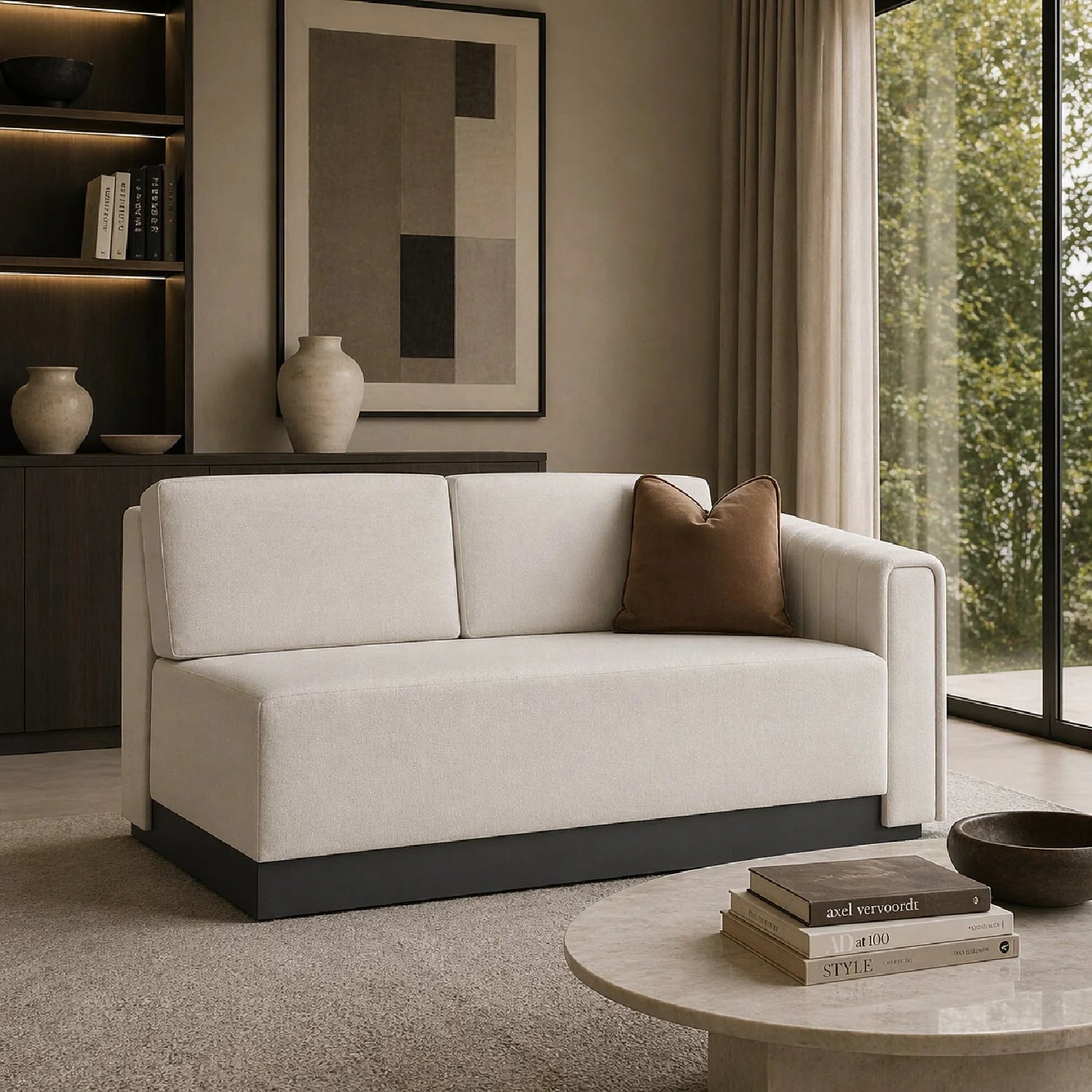 Luxury Twill Fabric Loveseat Modern Italian Style for Villa
