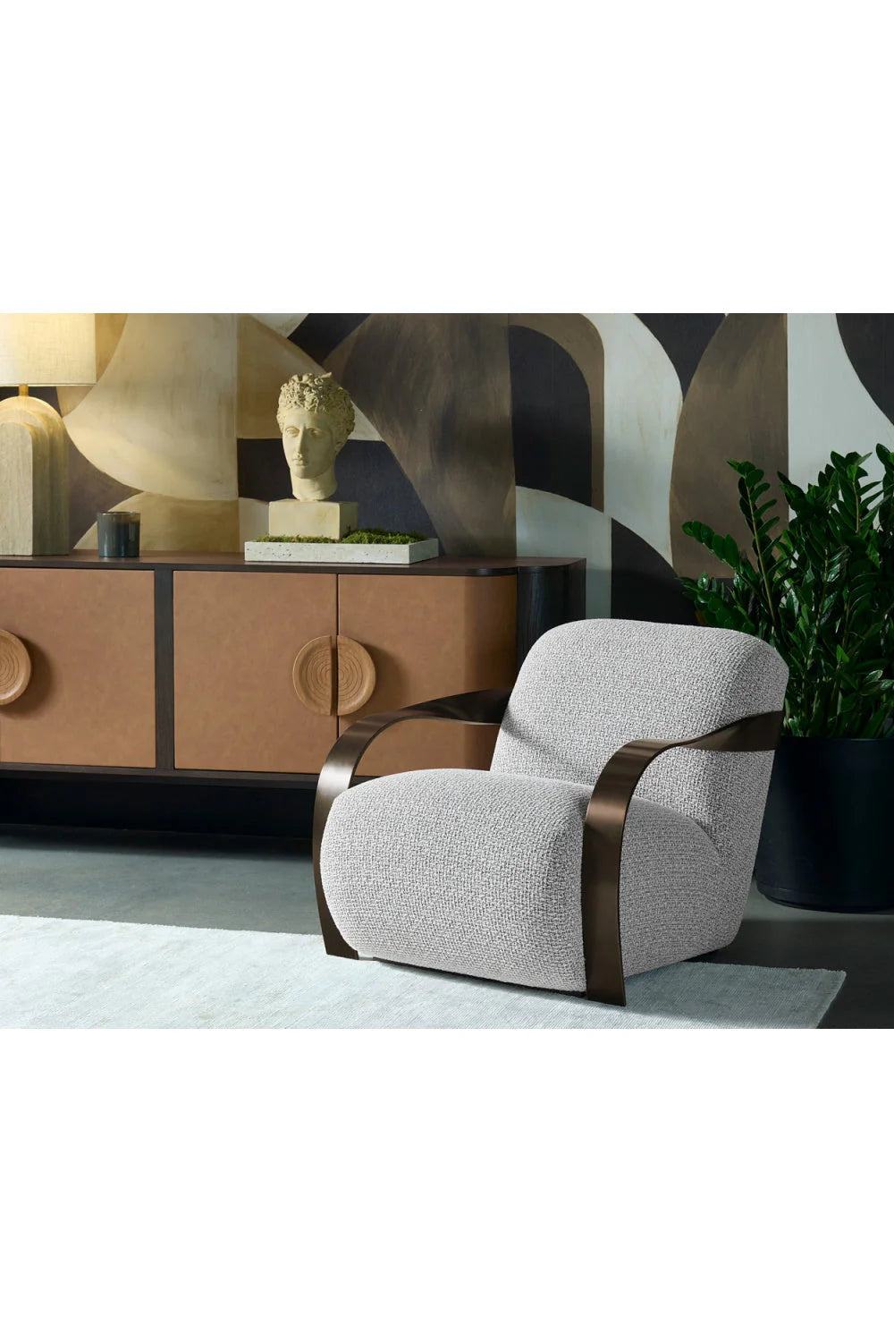 Luxury Twisted Brass Lounge Chair Modern Italian Style for Villa