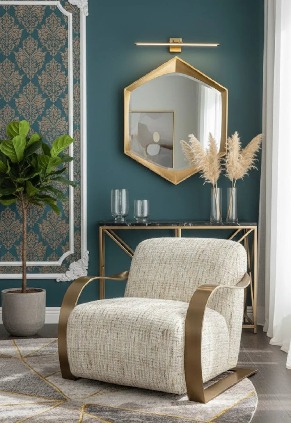 Luxury Twisted Brass Lounge Chair Modern Italian Style for Villa