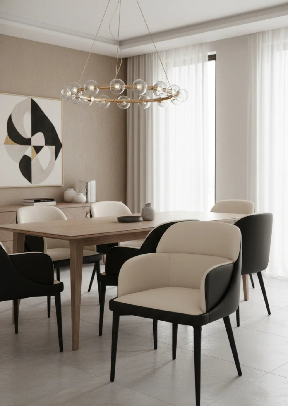 Luxury Two-Tone Leather Modern Dining Chair European Style for Villa
