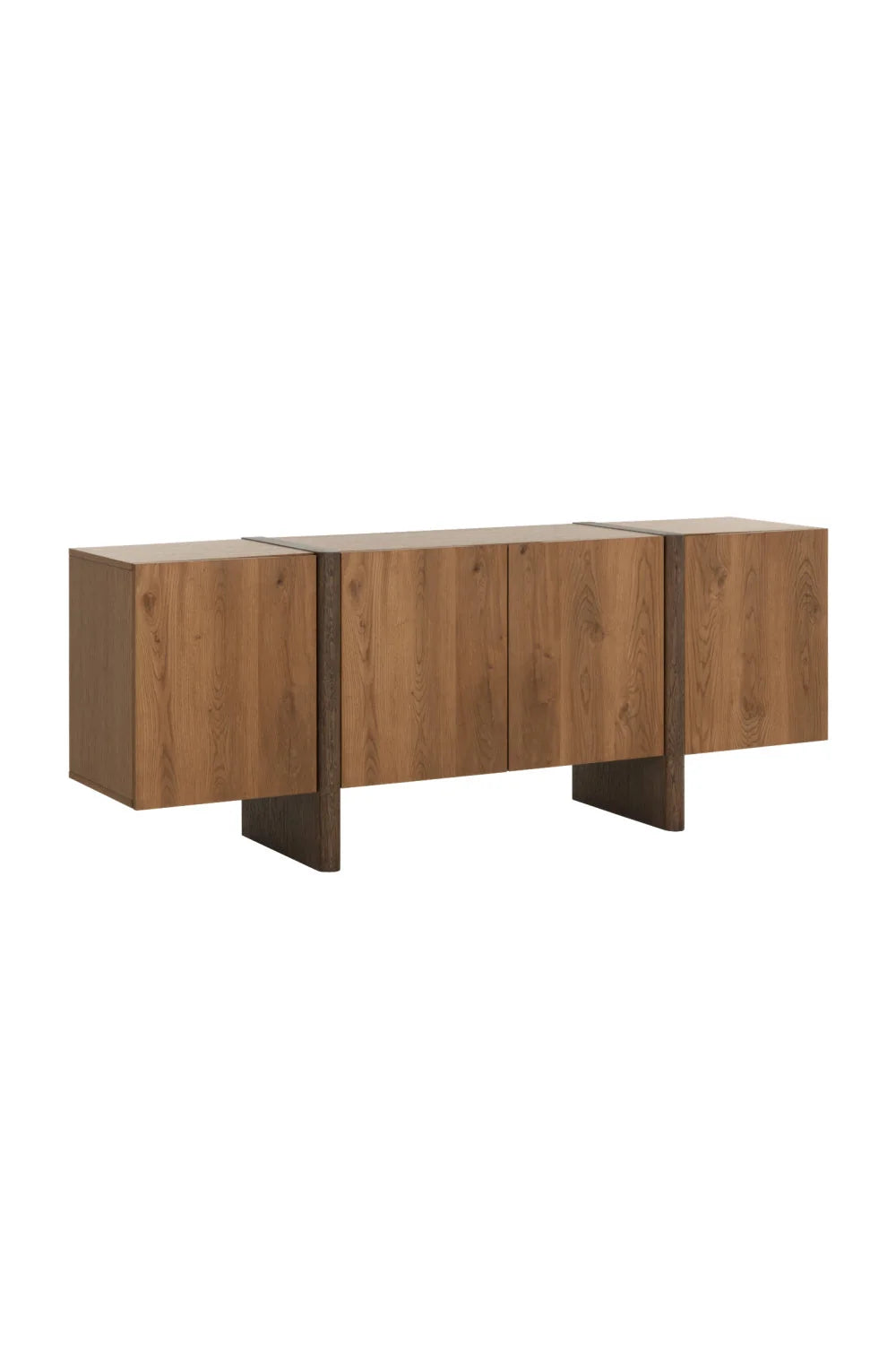 Luxury Two-Tone Oak 2-Door Sideboard European Style for Villa