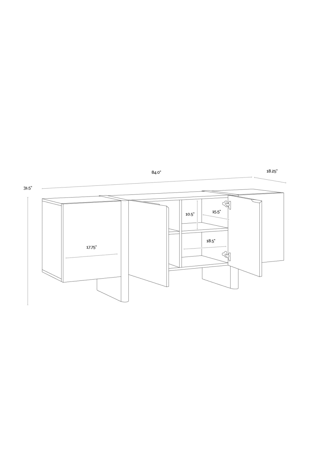 Luxury Two-Tone Oak 2-Door Sideboard European Style for Villa