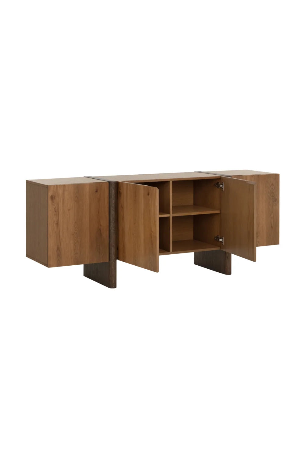 Luxury Two-Tone Oak 2-Door Sideboard European Style for Villa