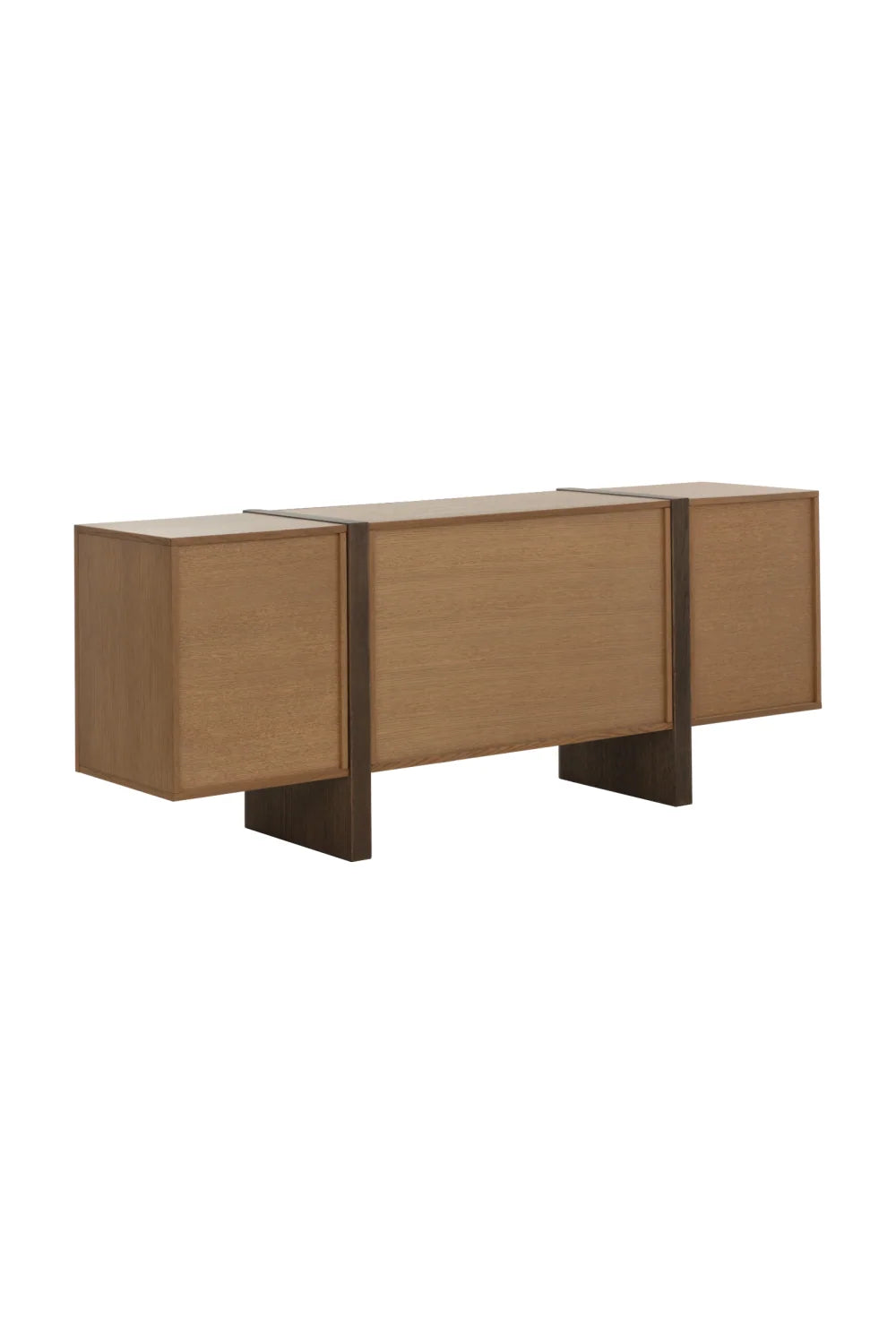 Luxury Two-Tone Oak 2-Door Sideboard European Style for Villa