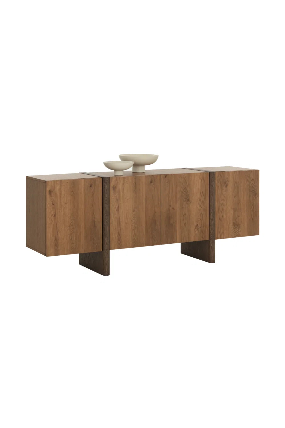 Luxury Two-Tone Oak 2-Door Sideboard European Style for Villa