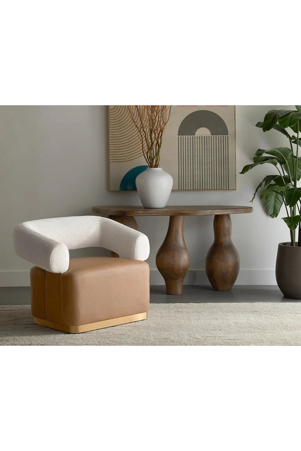 Luxury Two-Toned Swivel Lounge Chair Modern Italian Style for Villa