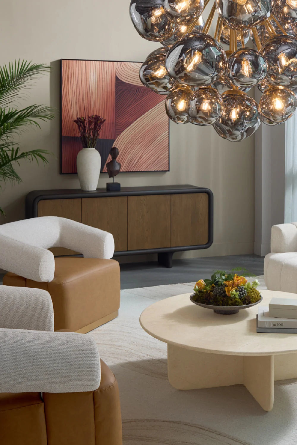 Luxury Two-Toned Swivel Lounge Chair Modern Italian Style for Villa