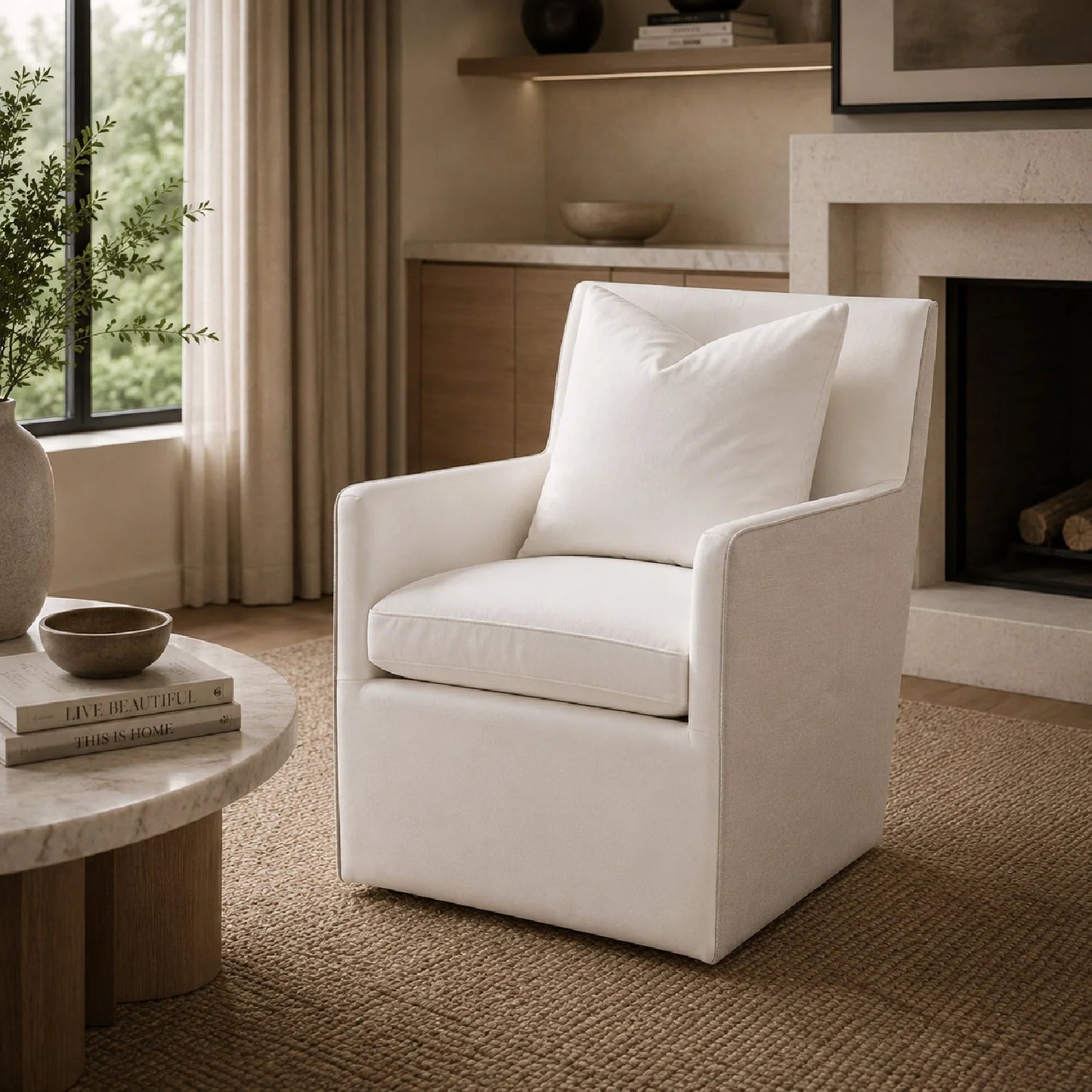 Luxury Two-Toned Wheeled Lounge Chair Modern Italian Style for Villa