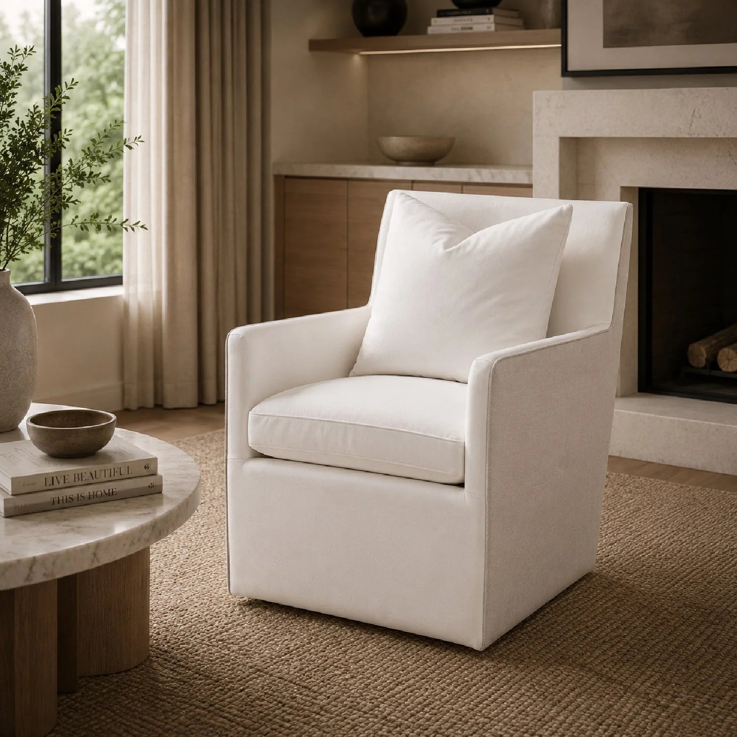Luxury Two-Toned Wheeled Lounge Chair Modern Italian Style for Villa