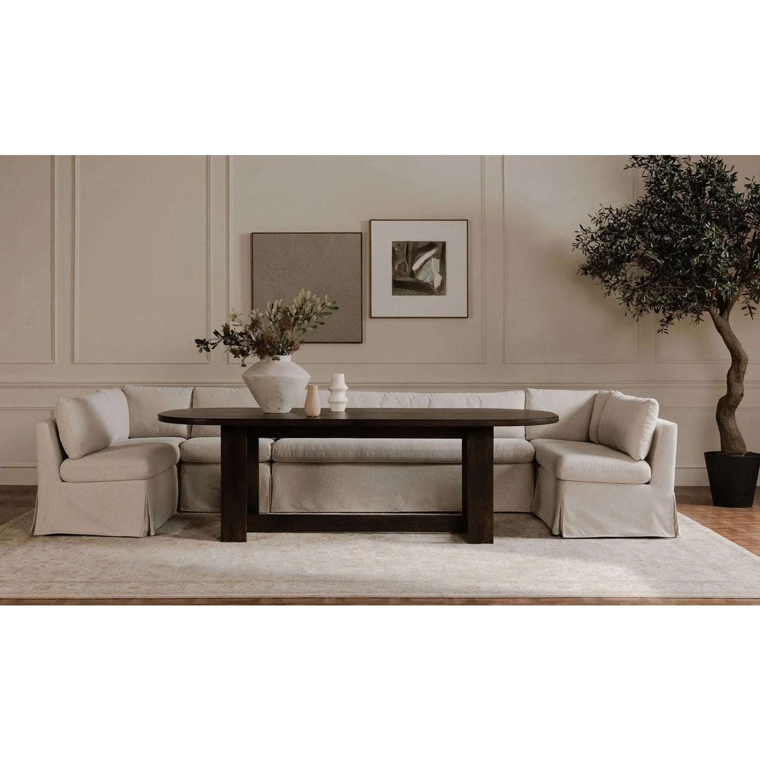 Luxury U-Shaped Dining Banquette Modern Italian Style for Villa