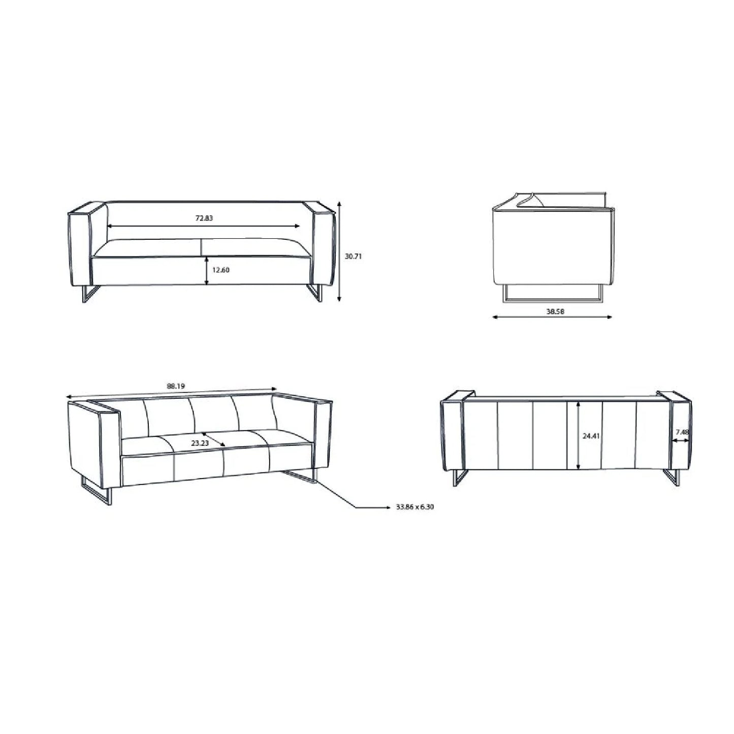 Luxury Upholstered 5-Seater Sofa Modern Italian Style for Villa