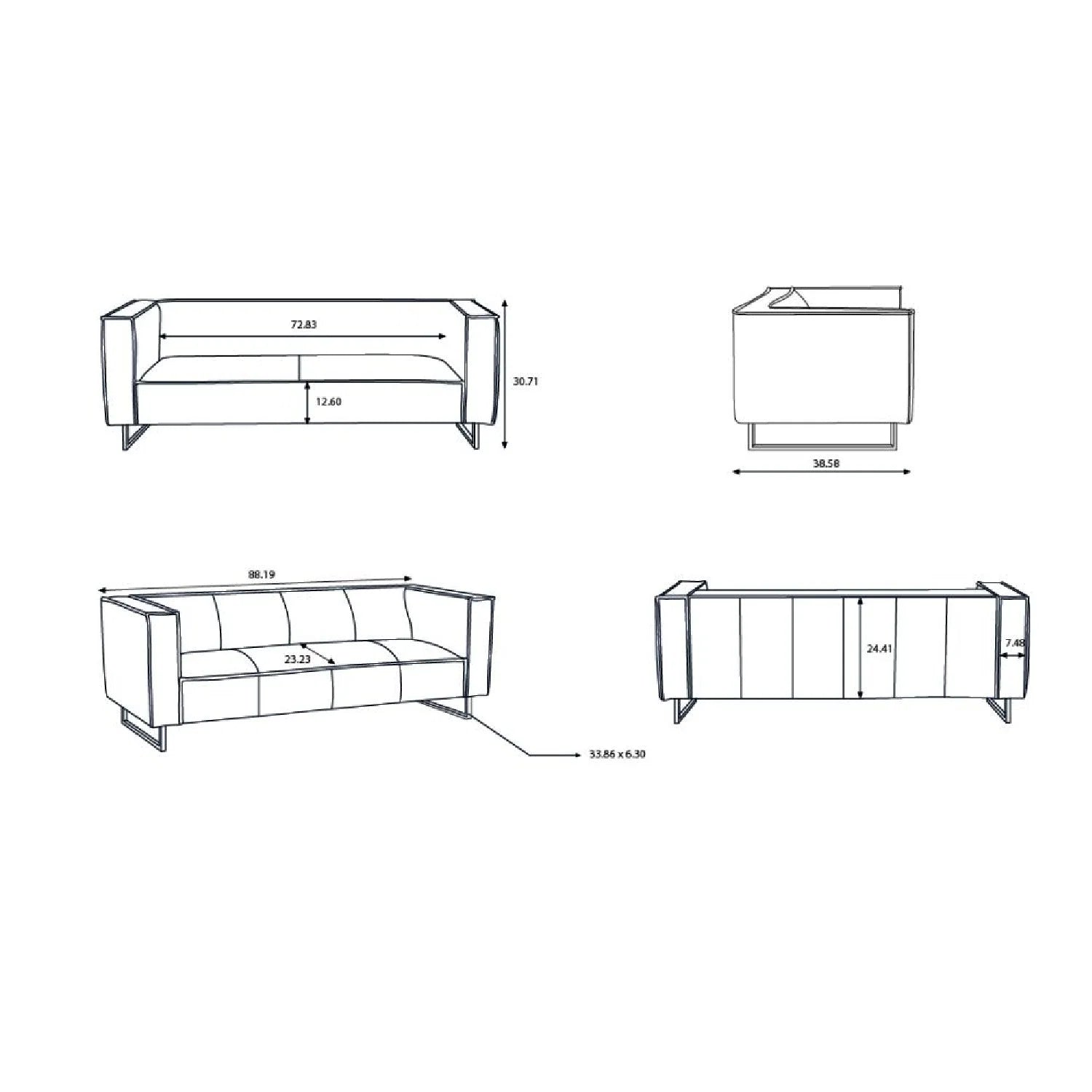 Luxury Upholstered 5-Seater Sofa Modern Italian Style for Villa