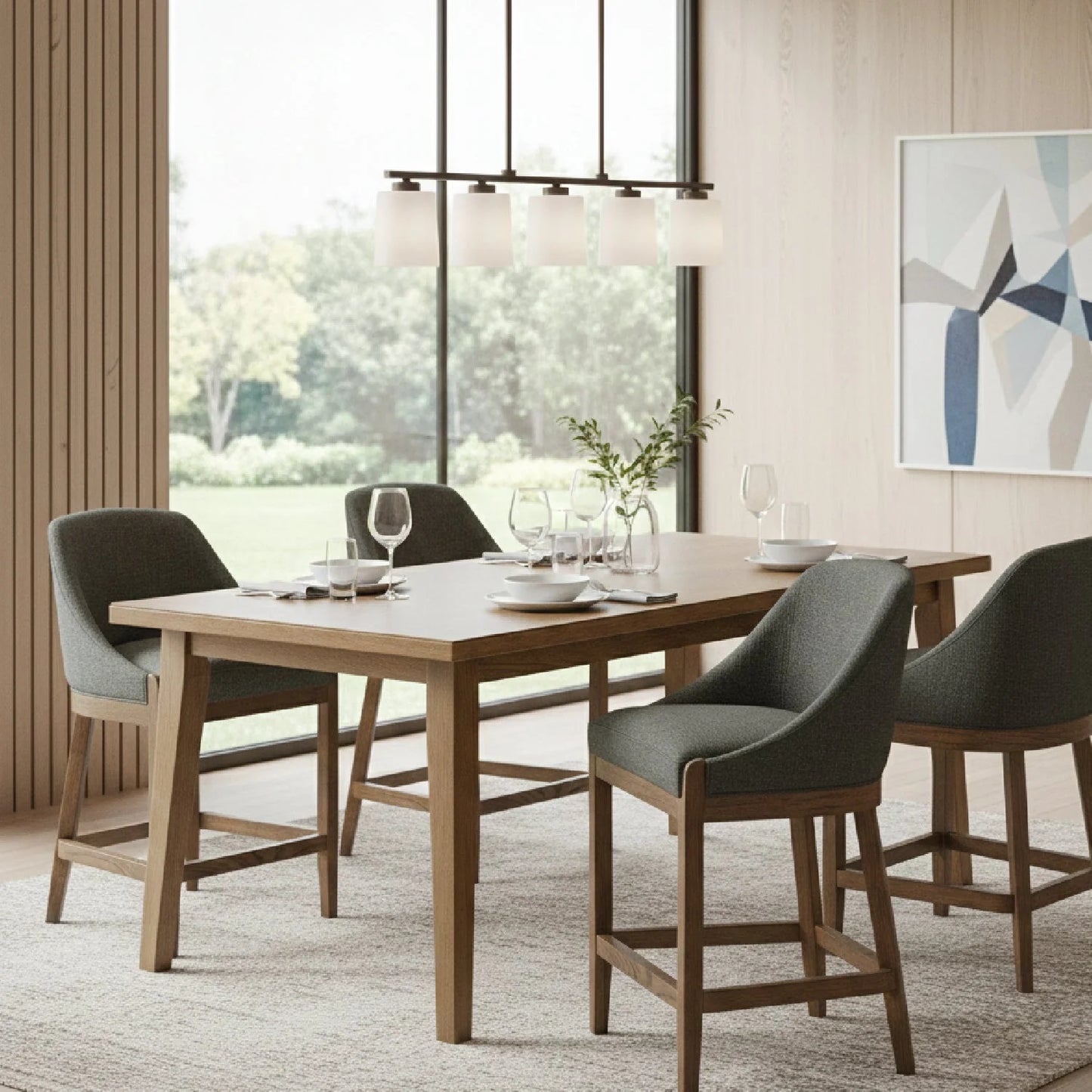 Luxury Upholstered Curved Counter Stool European Style for Villa