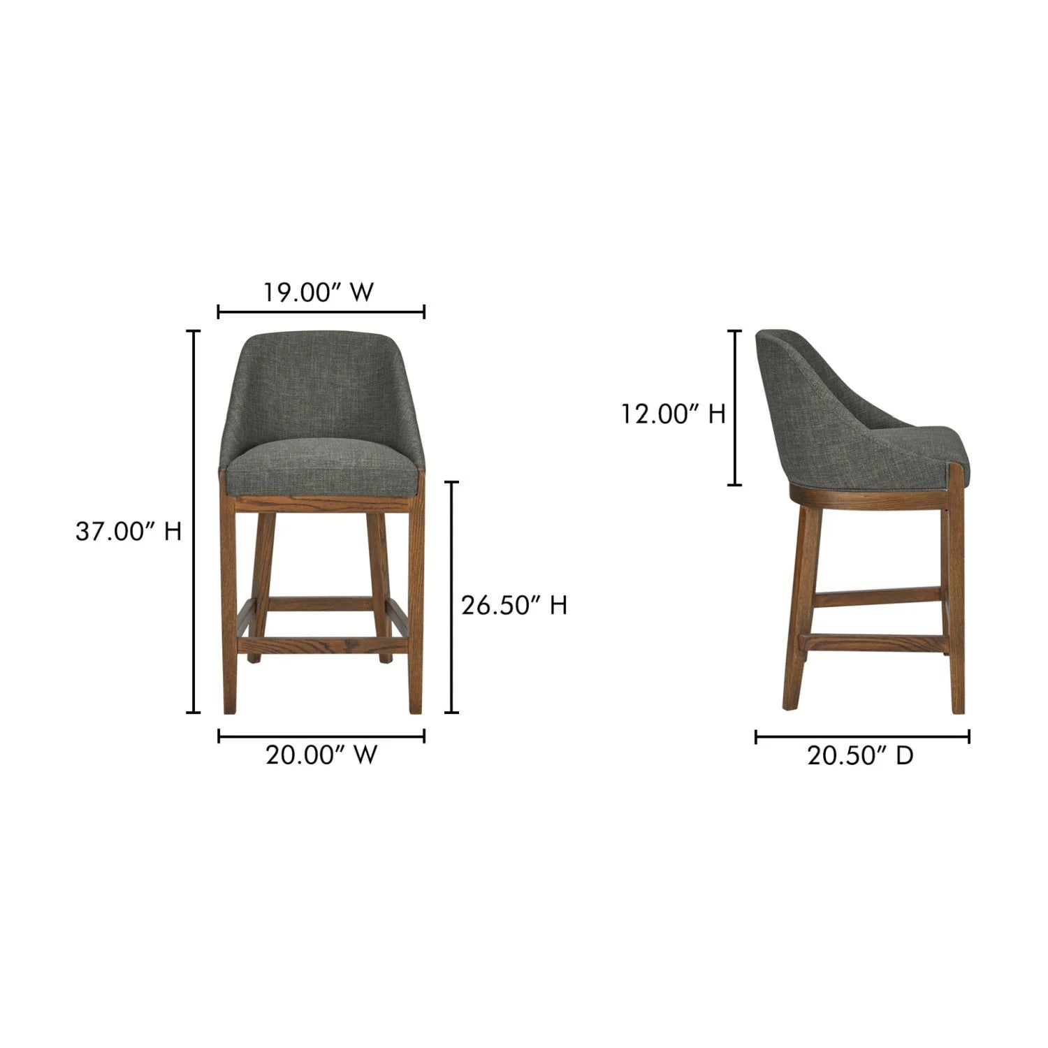Luxury Upholstered Curved Counter Stool European Style for Villa