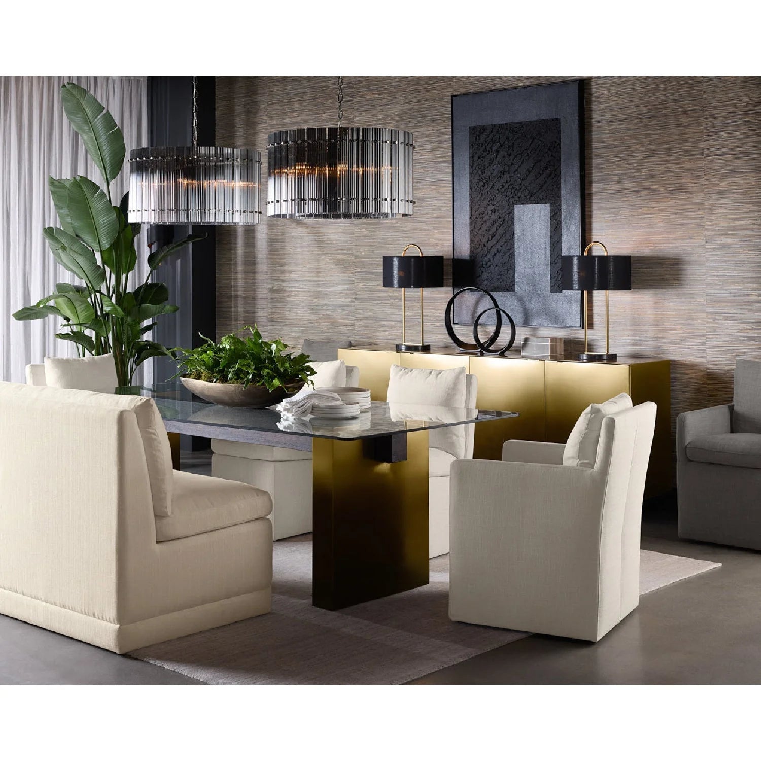 Luxury Upholstered Fabric Modern Dining Armchair European Style for Villa