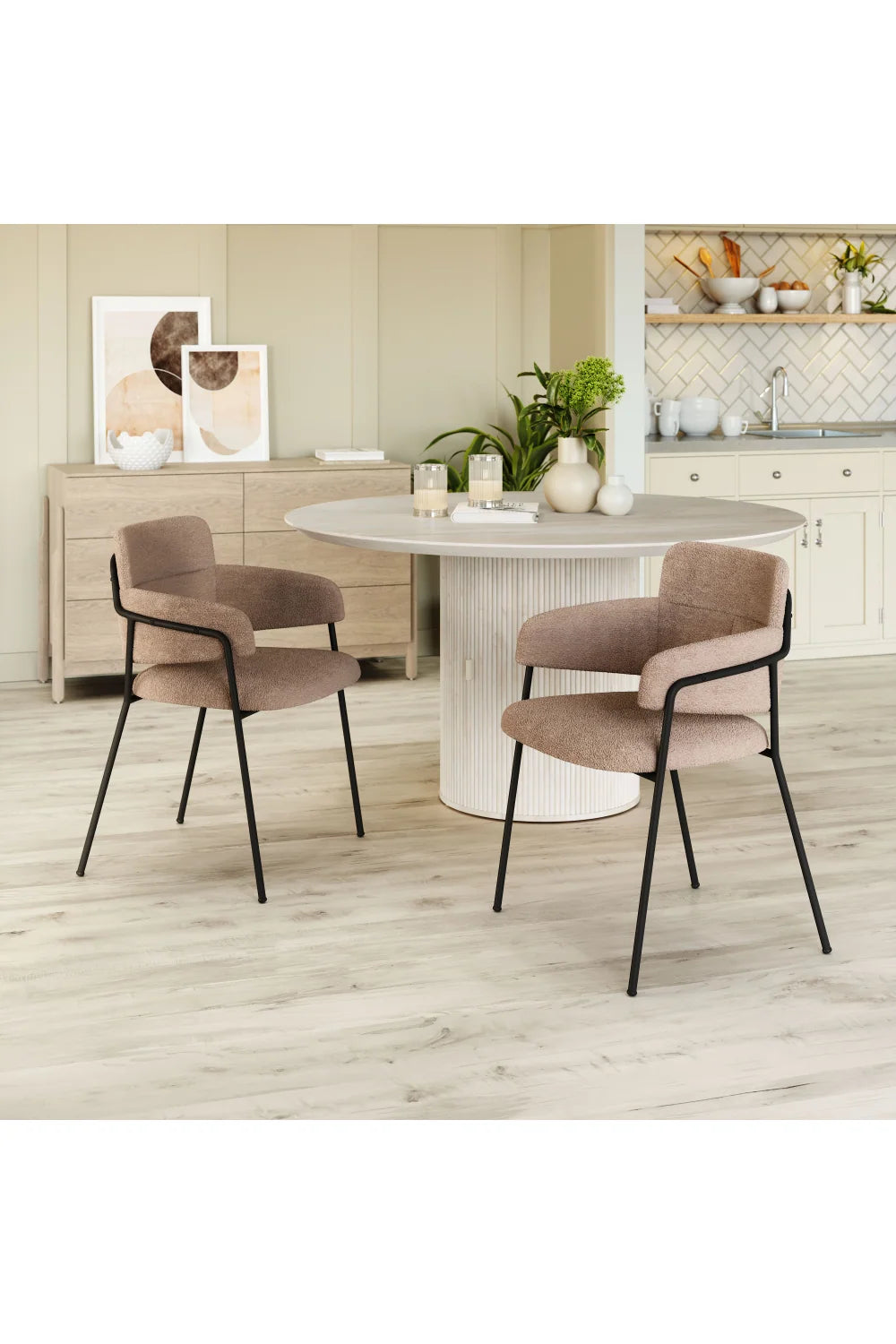 Luxury Upholstered Fabric Modern Dining Armchair European Style for Villa