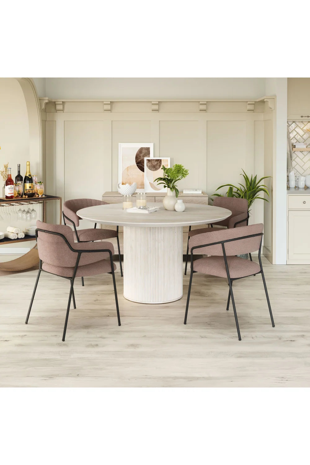 Luxury Upholstered Fabric Modern Dining Armchair European Style for Villa