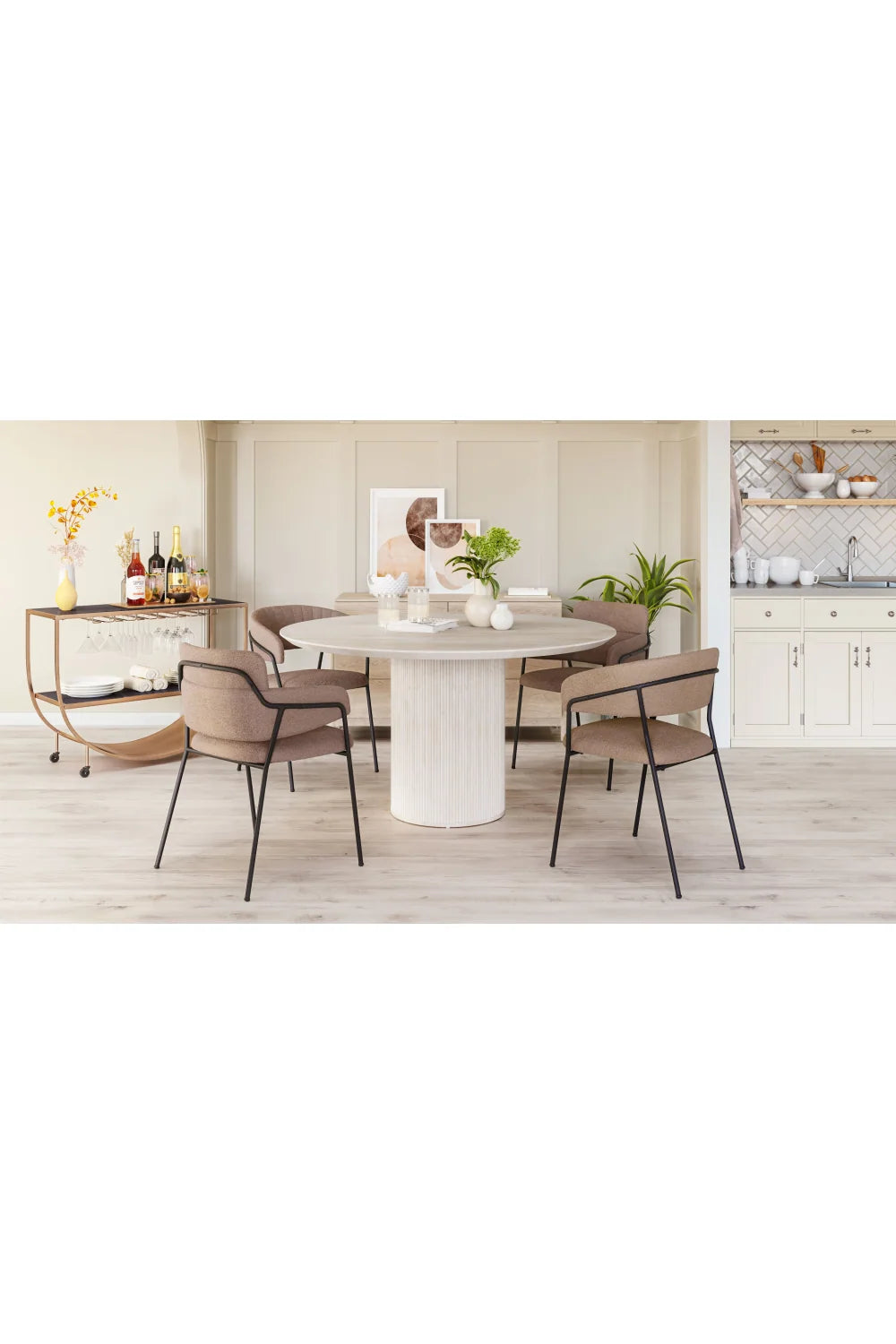Luxury Upholstered Fabric Modern Dining Armchair European Style for Villa