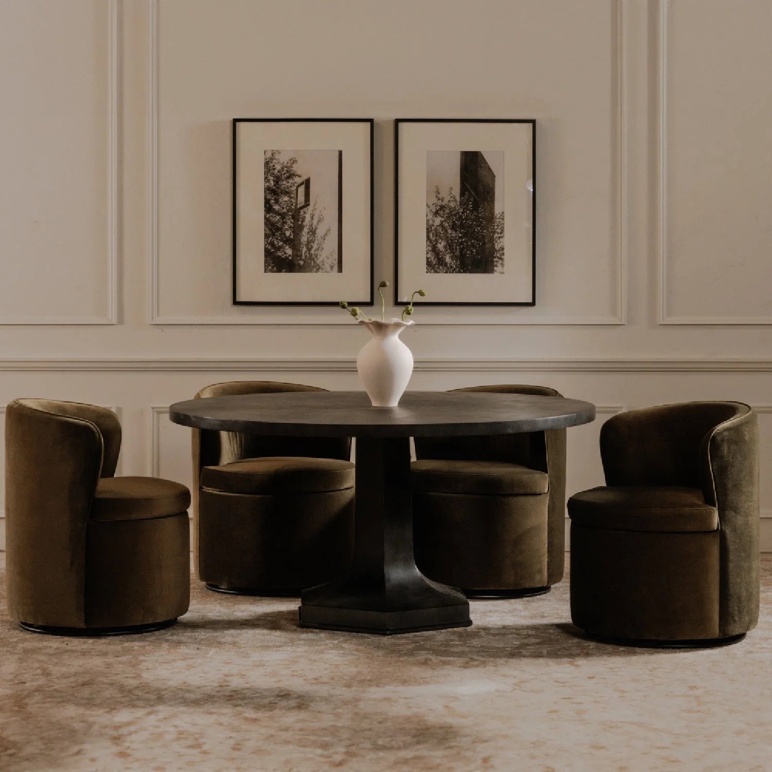 Luxury Upholstered Fabric Modern Dining Armchair European Style for Villa