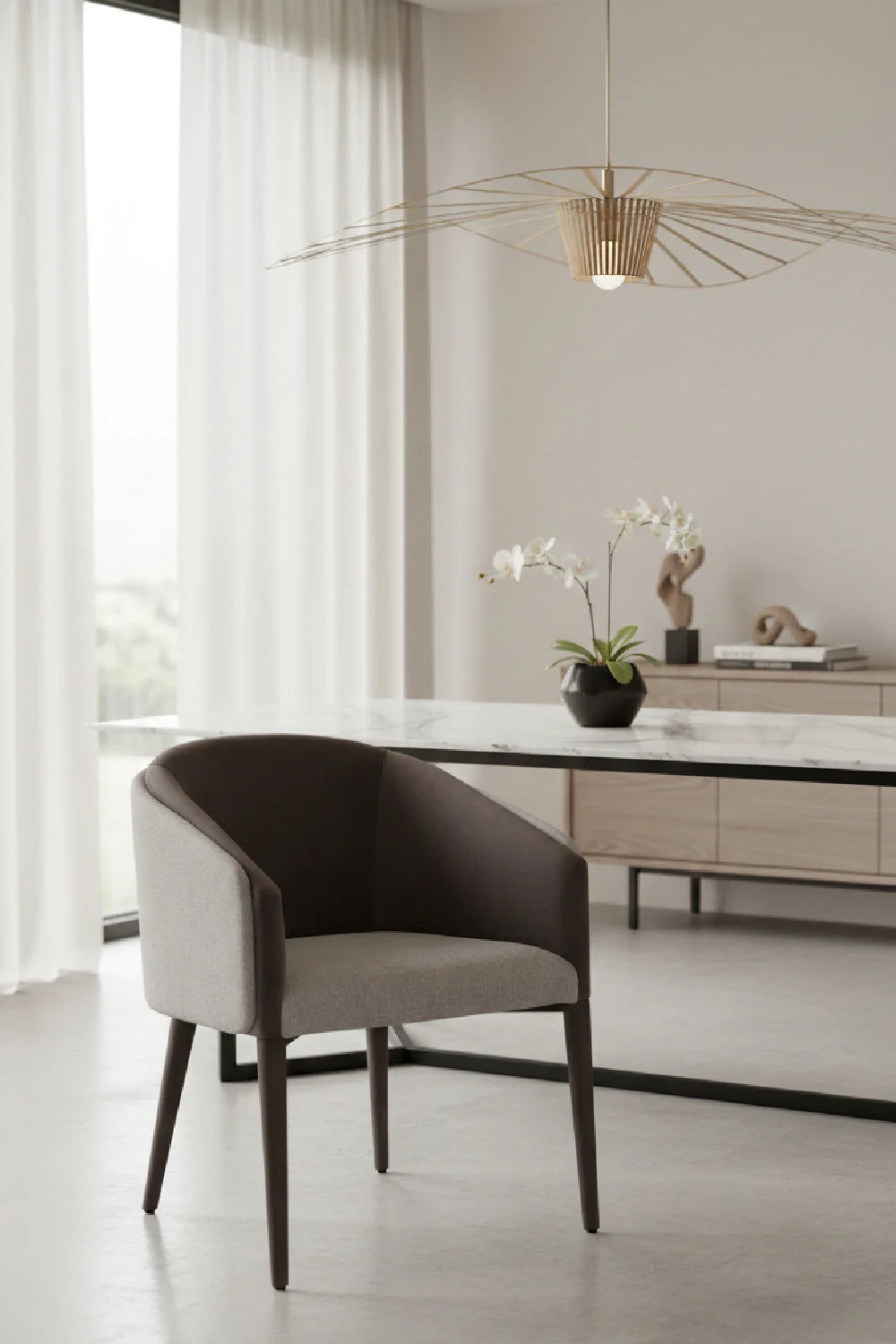 Luxury Upholstered Fabric Modern Dining Armchair European Style for Villa