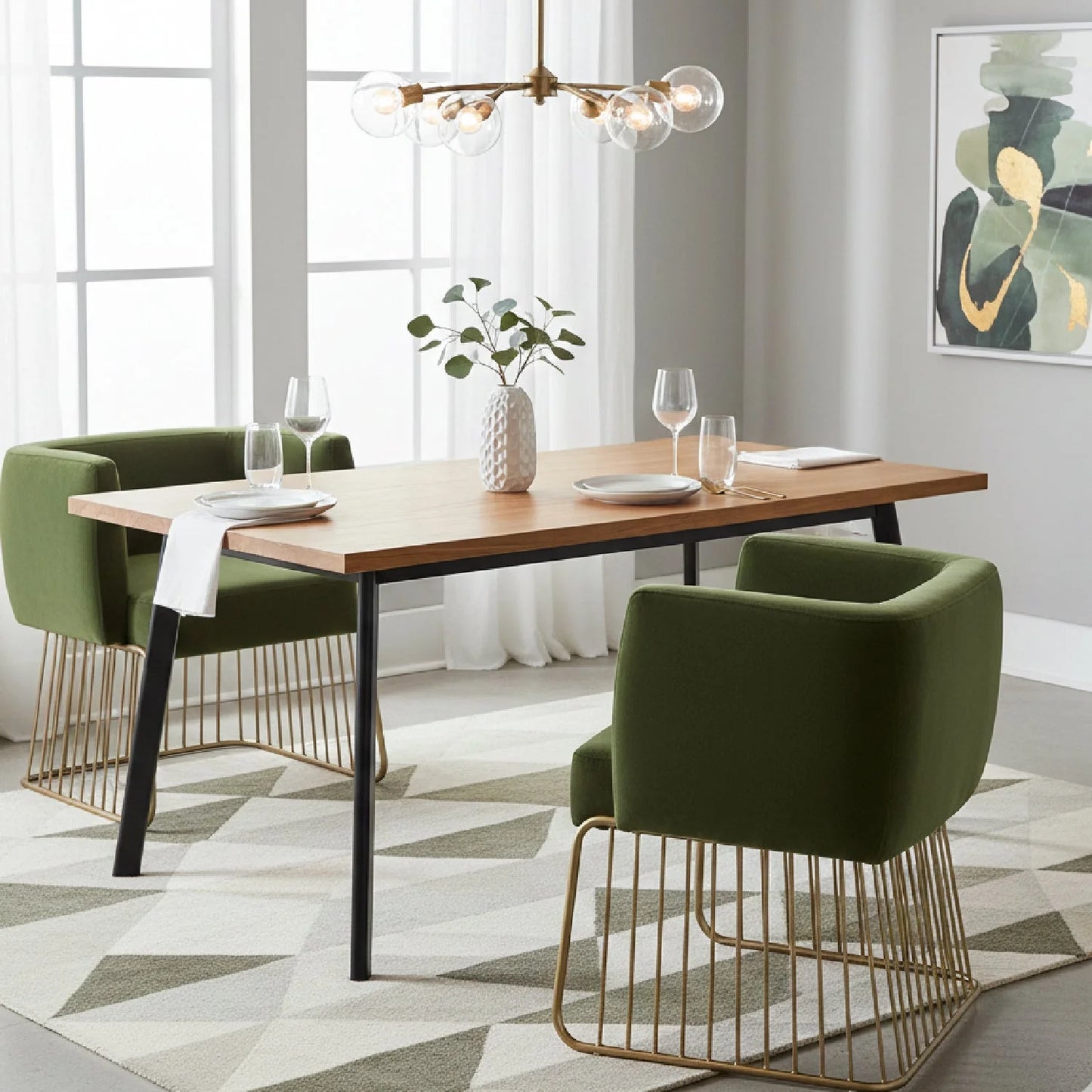 Luxury Upholstered Fabric Modern Dining Armchair European Style for Villa