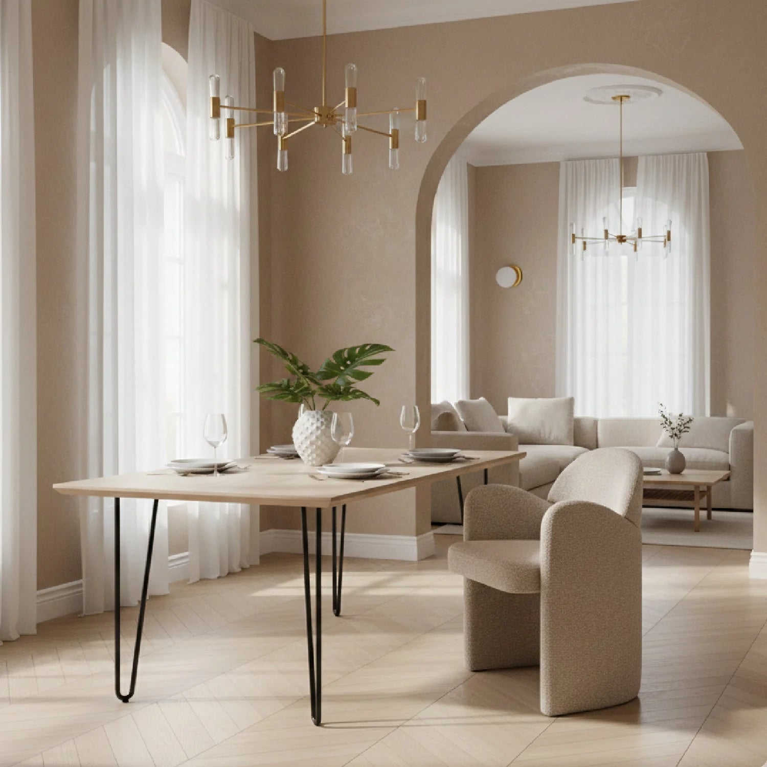 Luxury Upholstered Fabric Modern Dining Armchair European Style for Villa