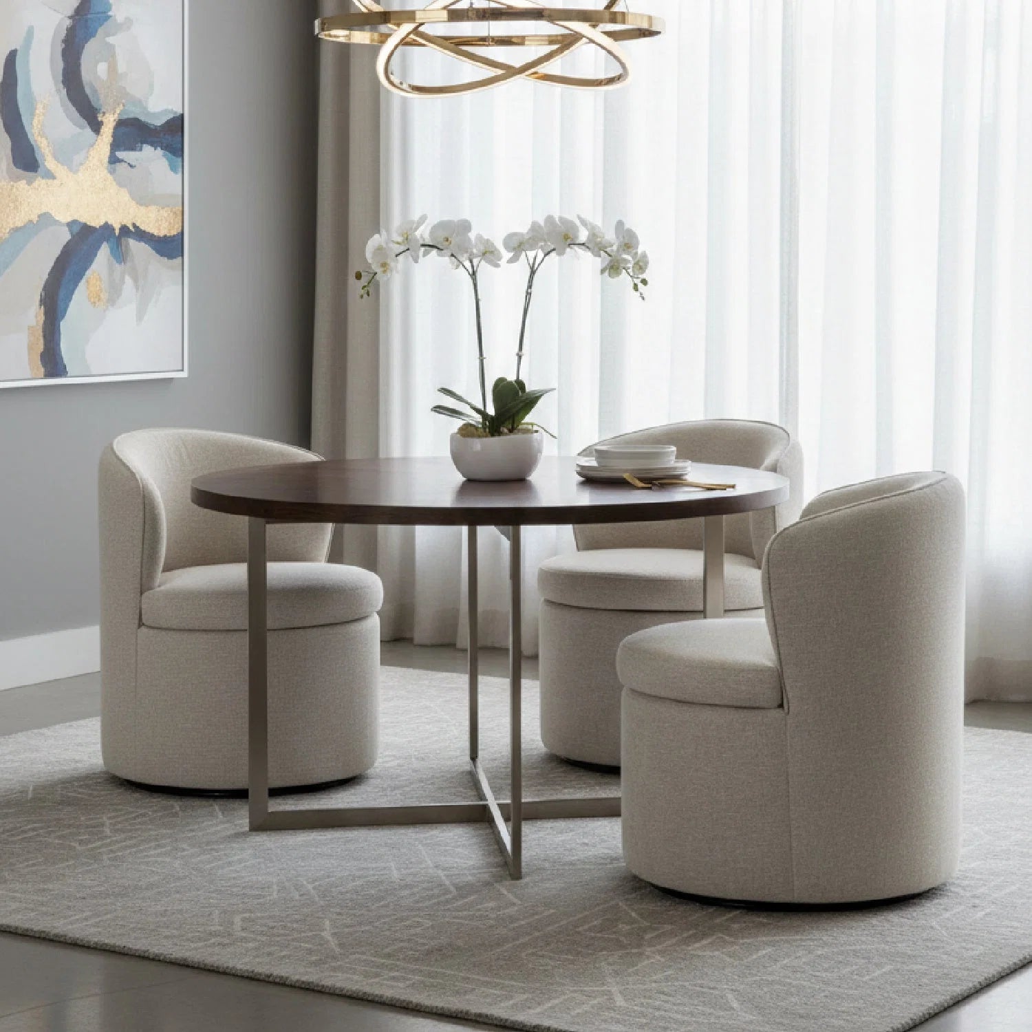 Luxury Upholstered Fabric Modern Dining Armchair European Style for Villa