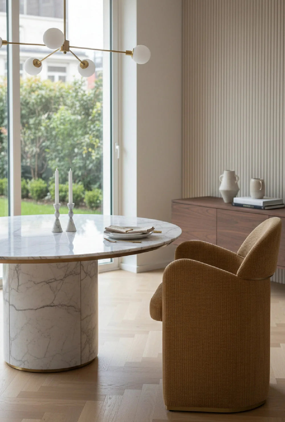 Luxury Upholstered Fabric Modern Dining Armchair European Style for Villa