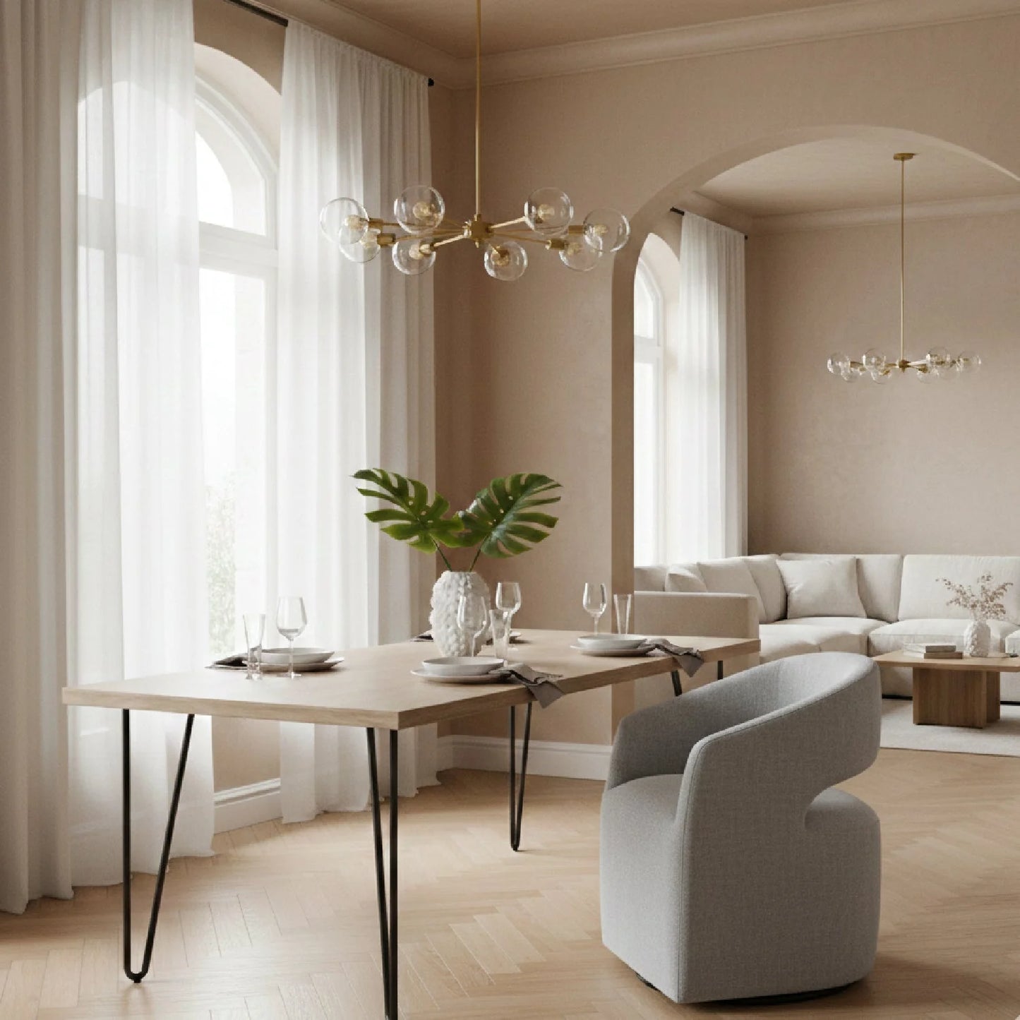 Luxury Upholstered Fabric Modern Dining Chair European Style for Villa