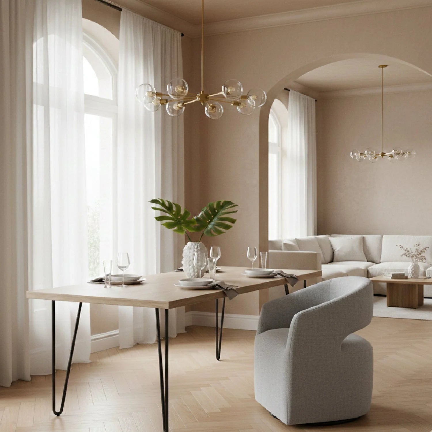 Luxury Upholstered Fabric Modern Dining Chair European Style for Villa