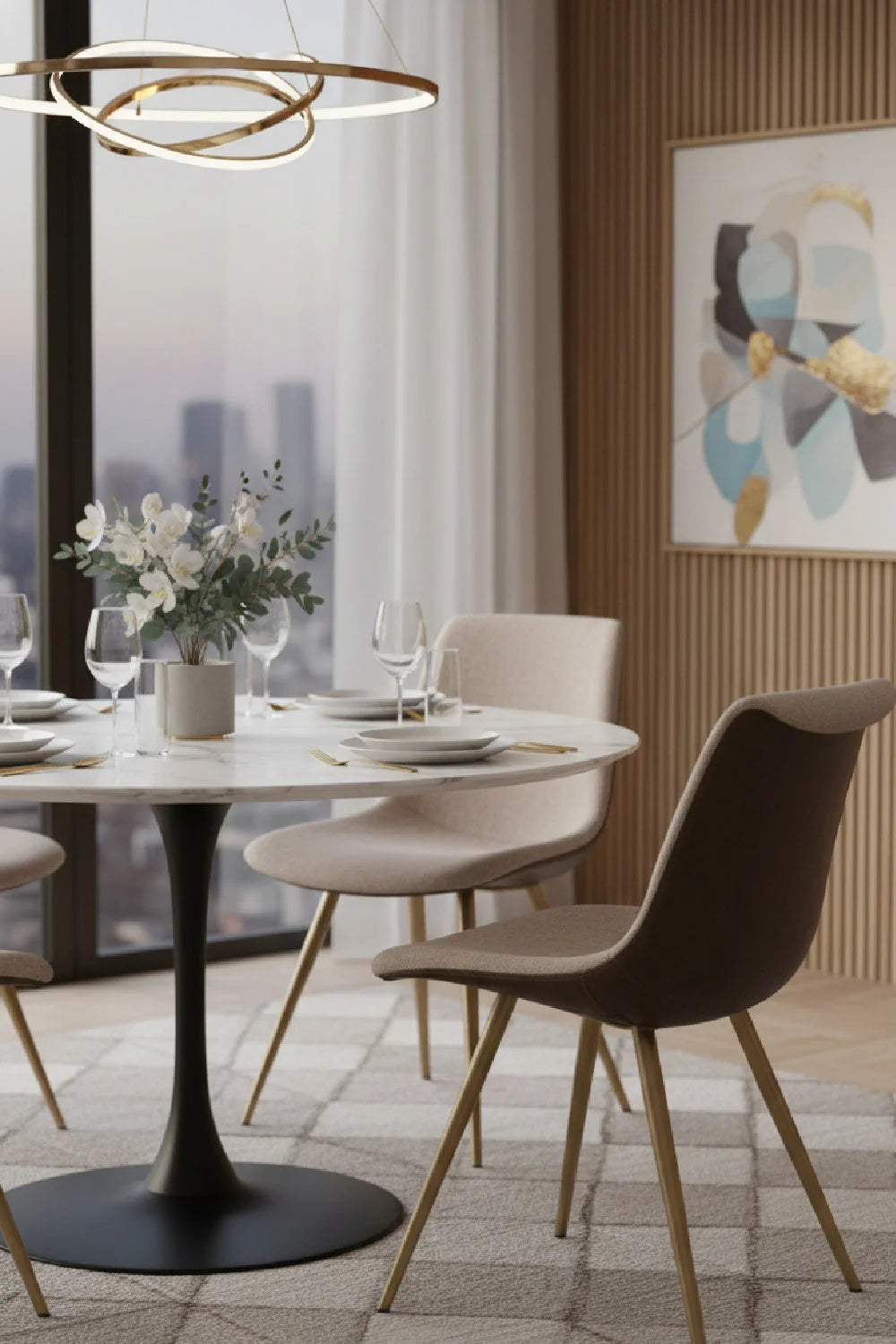 Luxury Upholstered Fabric Modern Dining Chair European Style for Villa